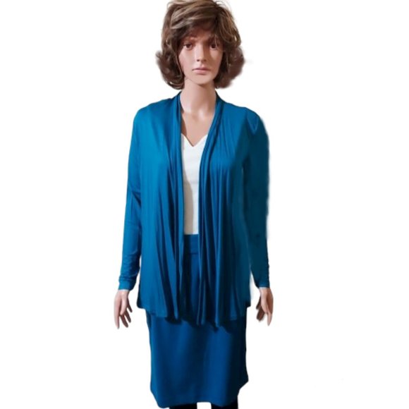 GEORGE TEAL STAR PENCIL SKIRT W/FLY AWAY CARDIGAN SET SIZE 4 NWT - Picture 2 of 15